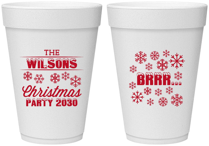 Personalized Christmas 16 oz Foam Cups - Snowflakes | 280042
