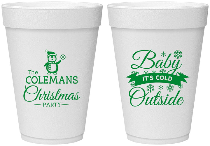 Personalized Christmas 16 oz Foam Cups - Cold Outside | 280043