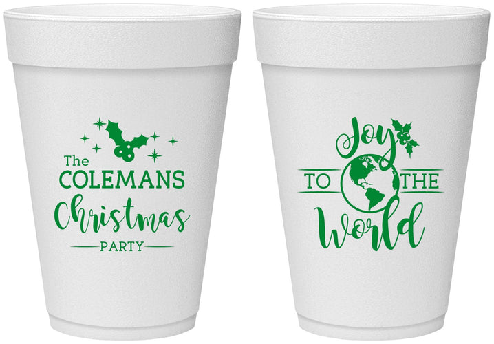 Personalized Christmas 16 oz Foam Cups - Joy To The World | 280045