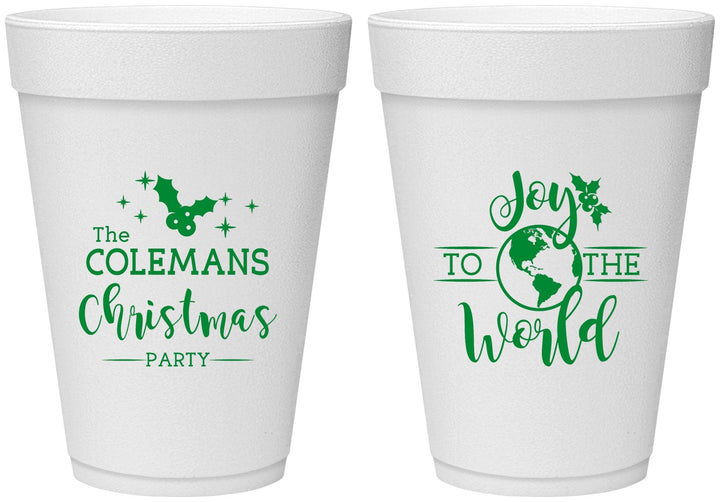 Personalized Christmas 16 oz Foam Cups - Joy To The World | 280045