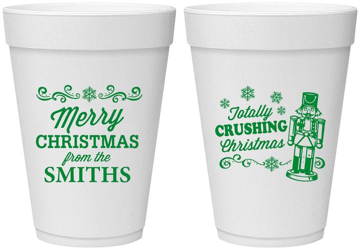 Personalized Christmas 16 oz Foam Cups - Snowflakes | 280053