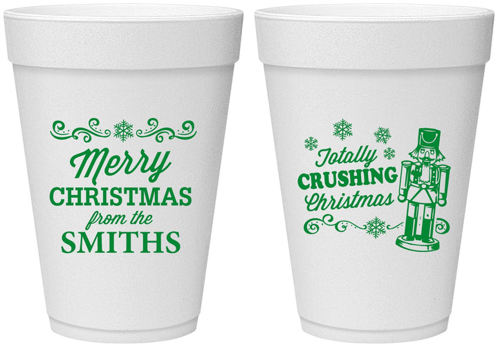 Personalized Christmas 16 oz Foam Cups - Snowflakes | 280053