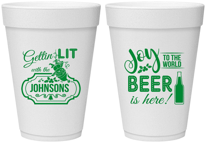 Personalized Christmas 16 oz Foam Cups - Wine | 280055