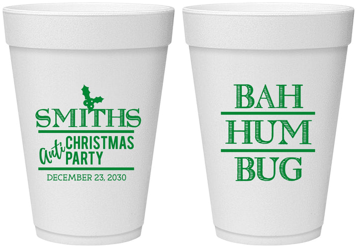 Personalized Christmas 16 oz Foam Cups - Bah Hum Bug | 280057