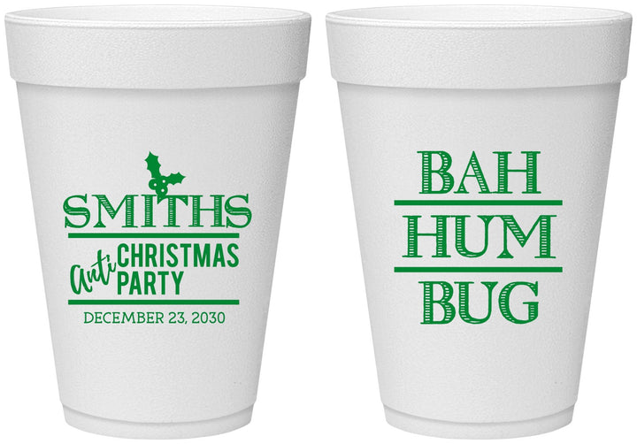Personalized Christmas 16 oz Foam Cups - Bah Hum Bug | 280057