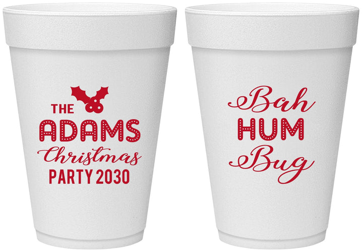 Personalized Christmas 16 oz Foam Cups - Bah Hum Bug | 280058