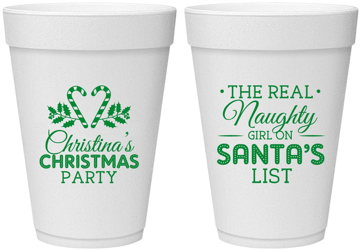 Personalized Christmas 16 oz Foam Cups - Naughty List | 280059