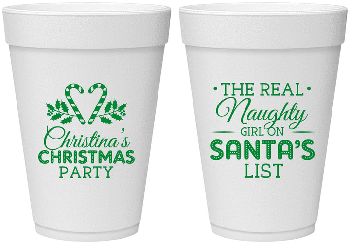 Personalized Christmas 16 oz Foam Cups - Naughty List | 280059