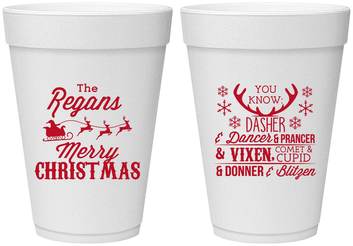 Personalized Christmas 16 oz Foam Cups - Reindeer | 280062