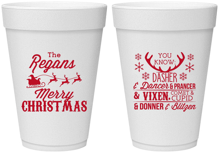 Personalized Christmas 16 oz Foam Cups - Reindeer | 280062