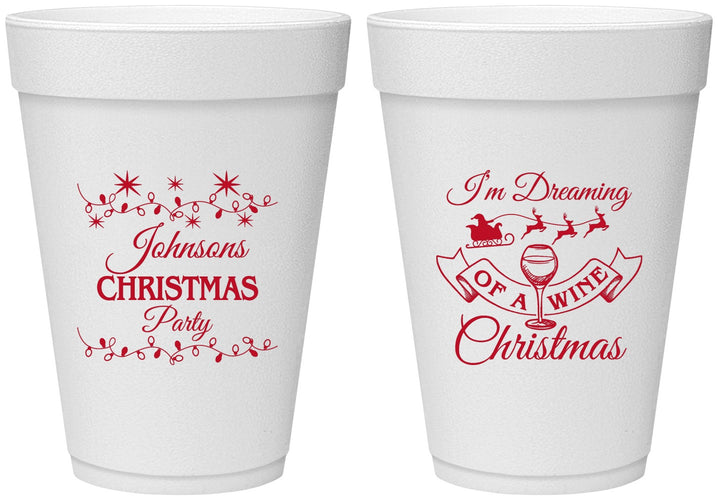 Personalized Christmas 16 oz Foam Cups - Wine | 280068
