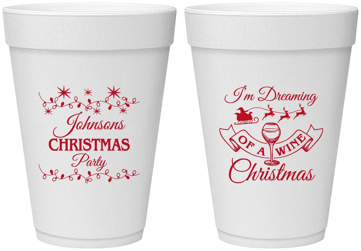 Personalized Christmas 16 oz Foam Cups - Wine | 280068