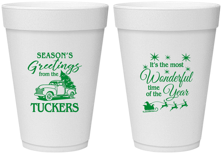 Personalized Christmas 16 oz Foam Cups - Season Greetings | 280071