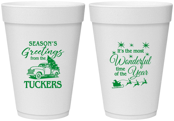 Personalized Christmas 16 oz Foam Cups - Season Greetings | 280071