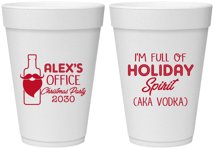 Personalized Christmas 16 oz Foam Cups - Holiday Spirit | 280072