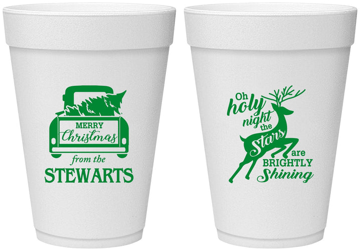 Personalized Christmas 16 oz Foam Cups - Tree | 280073