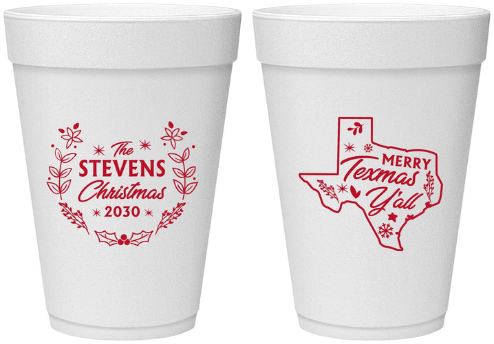 Personalized Christmas 16 oz Foam Cups - Texmas Yall | 280074