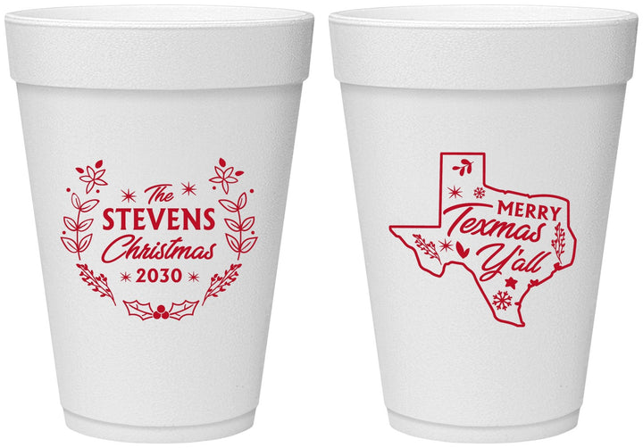 Personalized Christmas 16 oz Foam Cups - Texmas Yall | 280074