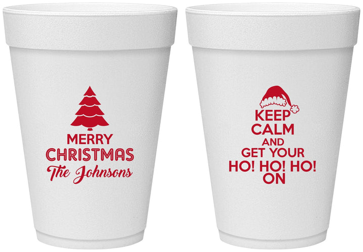 Personalized Christmas 16 oz Foam Cups - Ho Ho Ho | 280076