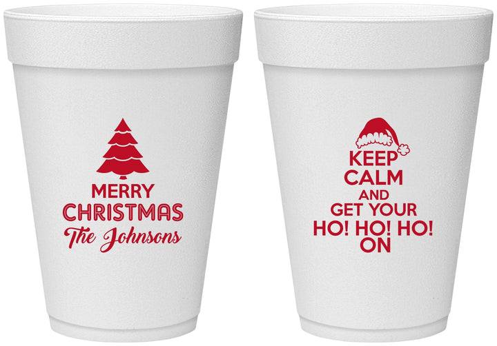 Personalized Christmas 16 oz Foam Cups - Ho Ho Ho | 280076