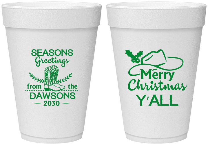 Personalized Christmas 16 oz Foam Cups - Texas | 280077