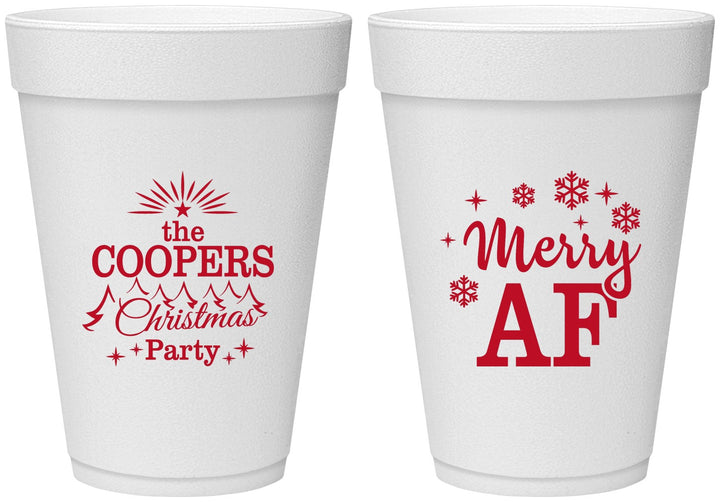 Personalized Christmas 16 oz Foam Cups - Merry Af | 280078