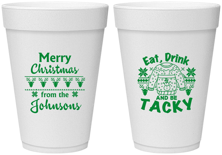 Personalized Christmas 16 oz Foam Cups - Eat Drink Tacky | 280081