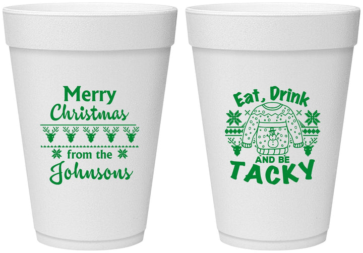 Personalized Christmas 16 oz Foam Cups - Eat Drink Tacky | 280081