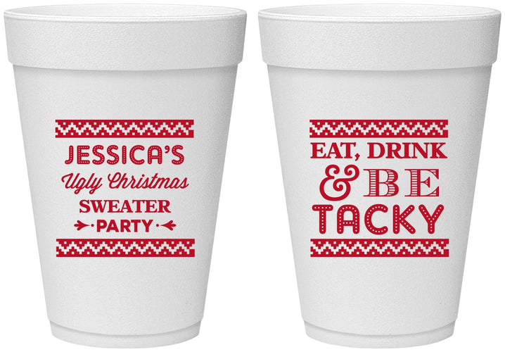 Personalized Christmas 16 oz Foam Cups - Eat Drink Tacky | 280082