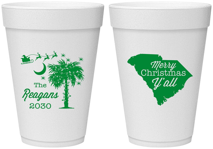 Personalized Christmas 16 oz Foam Cups - South Carolina | 280083