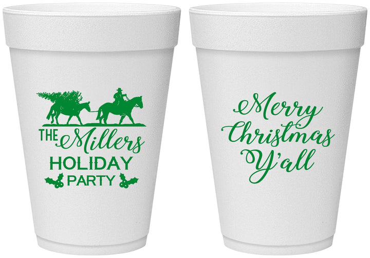 Personalized Christmas 16 oz Foam Cups - Country | 280087