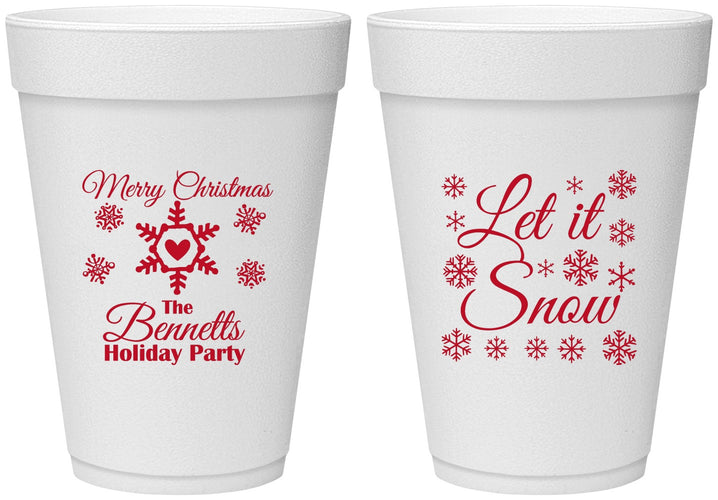Personalized Christmas 16 oz Foam Cups - Let Is Snow | 280088