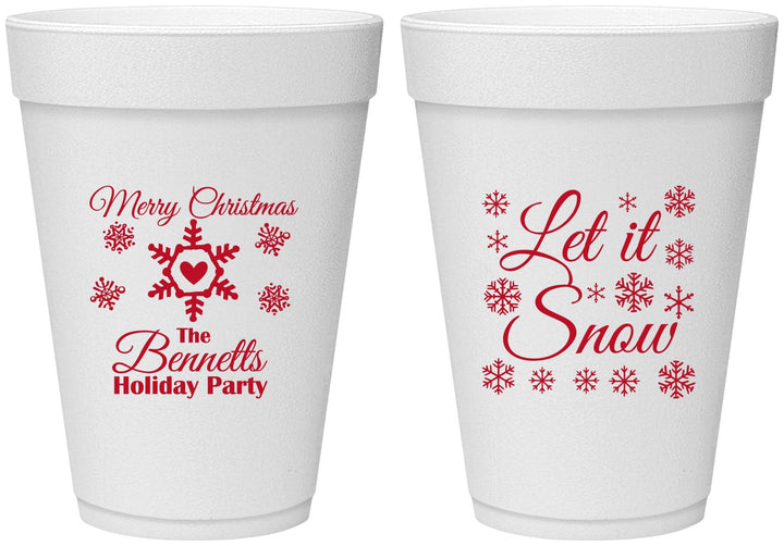 Personalized Christmas 16 oz Foam Cups - Let Is Snow | 280088
