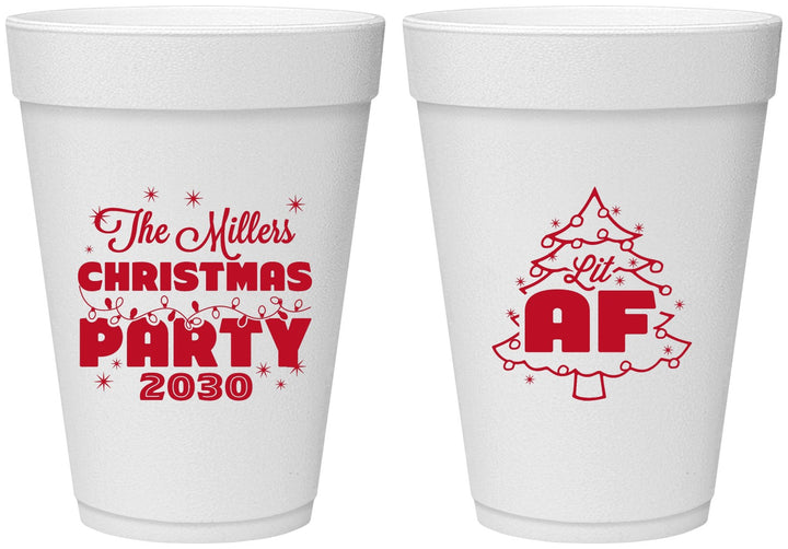 Personalized Christmas 16 oz Foam Cups - Lit Af | 280090