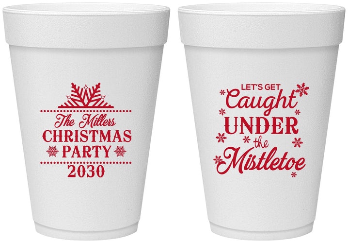 Personalized Christmas 16 oz Foam Cups - Mistletoe | 280092