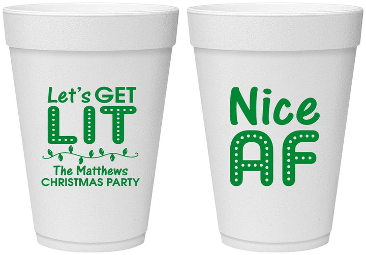 Personalized Christmas 16 oz Foam Cups - Nice Af | 280093