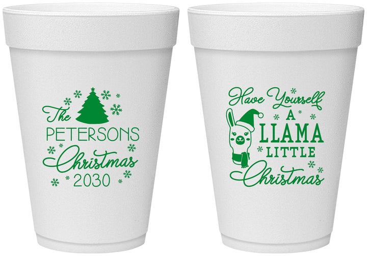 Personalized Christmas 16 oz Foam Cups - Llama | 280095