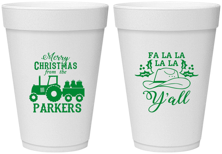 Personalized Christmas 16 oz Foam Cups - Country | 280097