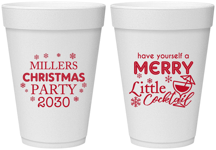 Personalized Christmas 16 oz Foam Cups - Cocktail | 280098