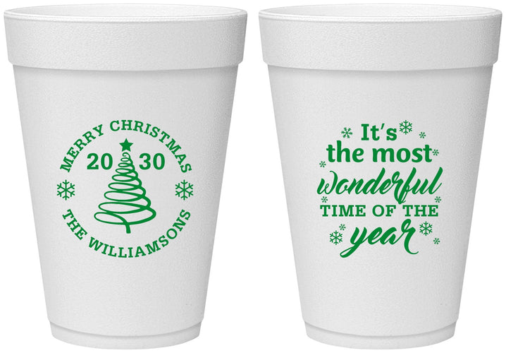 Personalized Christmas 16 oz Foam Cups - Wonderful Time For A Beer | 280099