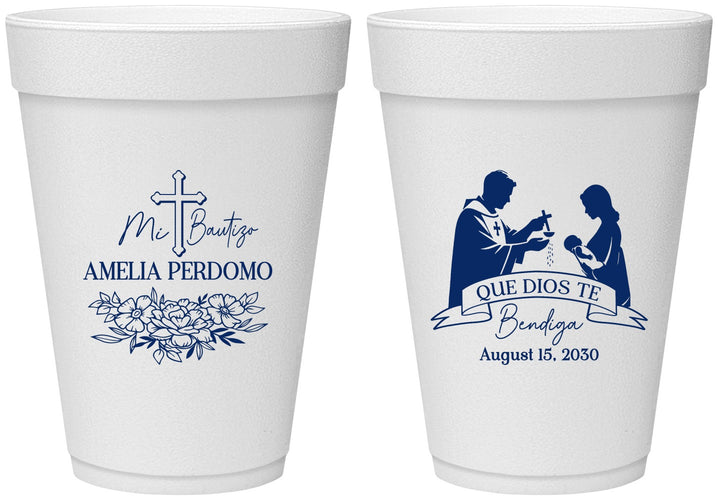 Personalized Baptism 16 oz Foam Cups - Mi Bautizo | 290001