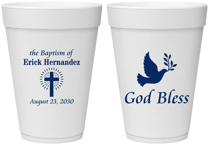 Personalized Baptism 16 oz Foam Cups - God Bless | 290005