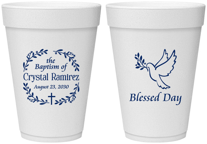 Personalized Baptism 16 oz Foam Cups - Blessed Day | 290006