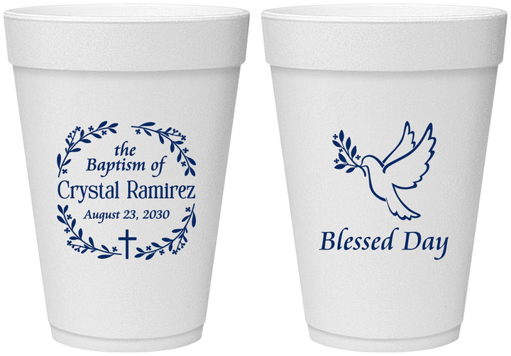 Personalized Baptism 16 oz Foam Cups - Blessed Day | 290006