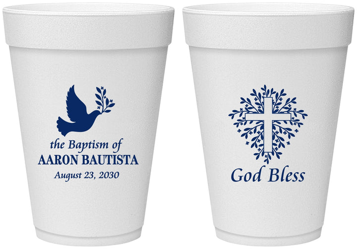 Personalized Baptism 16 oz Foam Cups - God Bless | 290007