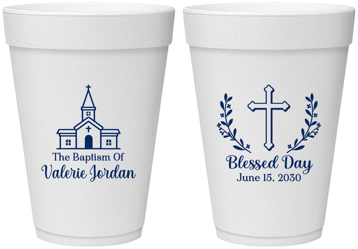Personalized Baptism 16 oz Foam Cups - Blessed Day | 290009