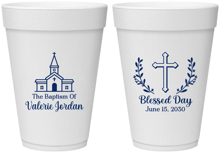 Personalized Baptism 16 oz Foam Cups - Blessed Day | 290009