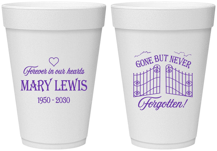 Personalized Memorial 16 oz Foam Cups - Gone But Never Forgotten | 310001