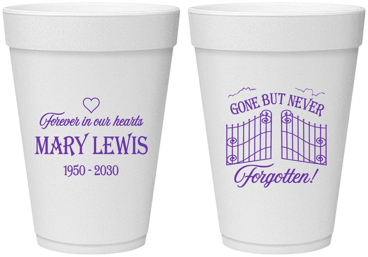 Personalized Memorial 16 oz Foam Cups - Gone But Never Forgotten | 310001