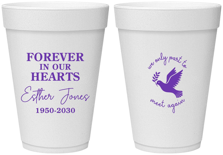 Personalized Memorial 16 oz Foam Cups - Forever In Our Hearts | 310003